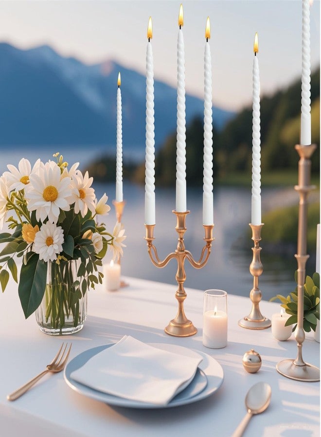 Cptoion Spiral Taper Candles,10 Inch Twisted Taper Candles,Unscented Dripless Twisted Candlesticks, White Spiral Taper Candle for Home Decoration,Dinner Party Wedding Holiday (24 Pcs) - Image 4